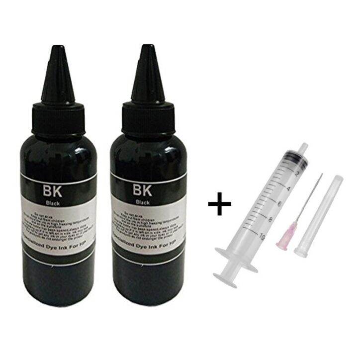 2x 100ml Inkjet Printer Cartridge Refill Ink (BLACK) with Syringe