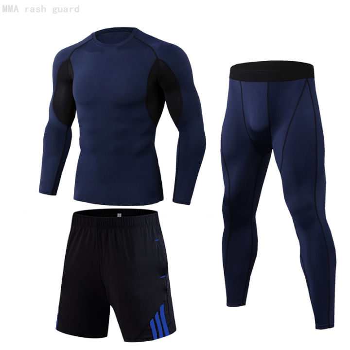 new-football-basketball-football-training-set-rash-guard-male-warm-mens-tracksuit-sweat-gym-leggings-running-t-shirt-3-pc-set
