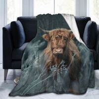 [High-end blanket] Highland Cow Blanket Natural Western Wildlife Animal Cow Cattle Pattern Landscape All Season ผ้าห่มน้ำหนักเบาที่อบอุ่นสำหรับโซฟา