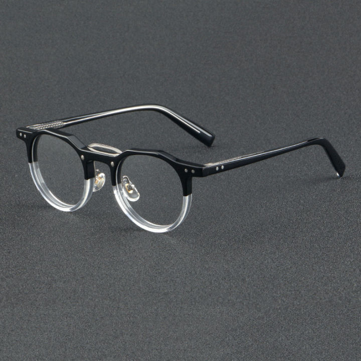 Japanese Handmade Acetate Eyeglasses Frame Vintage Men Optical Eyewear Replaceable Lens 