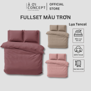Bộ Chăn Ga Gối 5 Món Lụa Tencel 60s Màu Trơn Cao Cấp À Ơi Concept Size 1m6