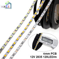 แถบไฟ LED DC12V ความกว้างแคบ4มม.,2835 120led /M 5เมตรแถบไฟยืดหยุ่นสีขาว,สีฟ้า,สีเขียว,สีแดงไม่มีแถบกันน้ำ