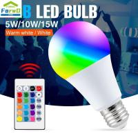 FORWDG 16เปลี่ยนสีได้5W 10W 15W E27 RGB โคมไฟอัจฉริยะ RGBW สปอตไลท์หลากสีหลอดไฟ Led ไฟเส้นประดับ