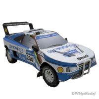 Peugeot 405 T16 1989 Blue 1:32 Dakar Rally Racing Car Origami Art 3D Paper Model Papercraft DIY Adult Handmade Craft Toys ZX-032