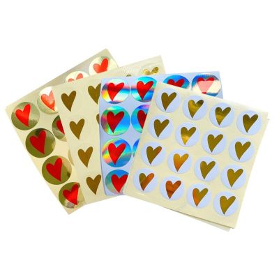 1600pcs/Lot Kawaii Bronzing Heart DIY Multifunction Round Seal Stickers Gift packaging Label Stickers Labels