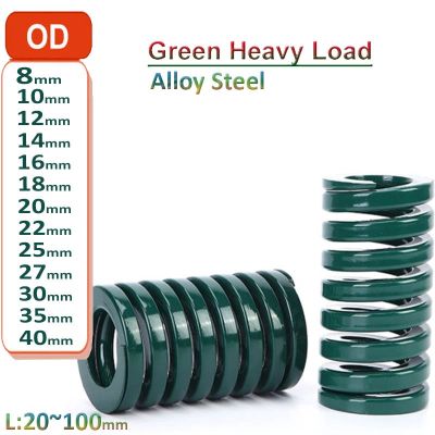 Green Die Mold Spring Compression Springs Heavy Load Alloy Steel OD 8 10 12 14 16 18 20 22 25 27 30 35 40mm Length 20mm-100mm Spine Supporters