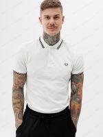 □☁Fredperry เสื้อโปโลหูข้าวสาลีลูกไม้ผ้าฝ้ายบริสุทธิ์ของผู้ชายสไตล์อังกฤษการค้าต่างประเทศระดับไฮเอนด์เสื้อโปโลผลิตด้วยตัวเอง