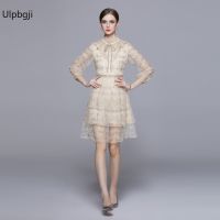 Light Luxury Mesh Unique Ruffled Waist-Tight High-Grade Embroidery Cake Dress