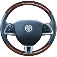 Non-Slip black leather peach wood grain Car Steering Wheel Cover Car Accessories For Jaguar XF XF S XF Sportbrake 2014 2015