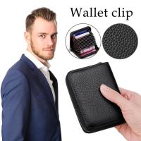 Womens Card Holder Wallet Mens Card Holder With ID Window Large Capacity Card Holder RFID Blocking Card Holder Metal Money Clip Wallet
