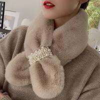 {Warm scarf}ใหม่ผ้าพันคอขนสัตว์ปลอม Bib Fur ผ้าพันคอ Faux Rabbit Fur ผ้าพันคอฝังลูกปัด Elegant Girl ผ้าพันคอ Echarpe Peluche Femme ผ้าพันคอ