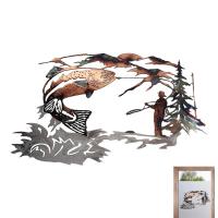 Metal Wall Art Decoration Hollow Out Fish Silhouette Sculpture Fishing Scene Decal Wall Mounted Ornament Rustic Cabin Farmhou