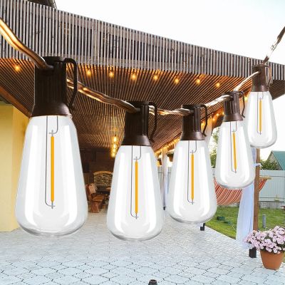 ST38 Globe Outdoor LED String Lights Plastic Shatterproof Bulbs Waterproof Patio Lights for Garden Outside Backyard Porch