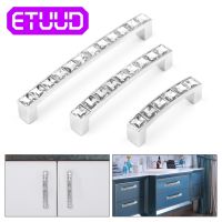 【LZ】✐✇  Furniture Diamond Crystal Glass Knobs Cupboard Pulls Silver Cabinet Drawer Door Accessory Knobs Kitchen Pull Handle Hardware