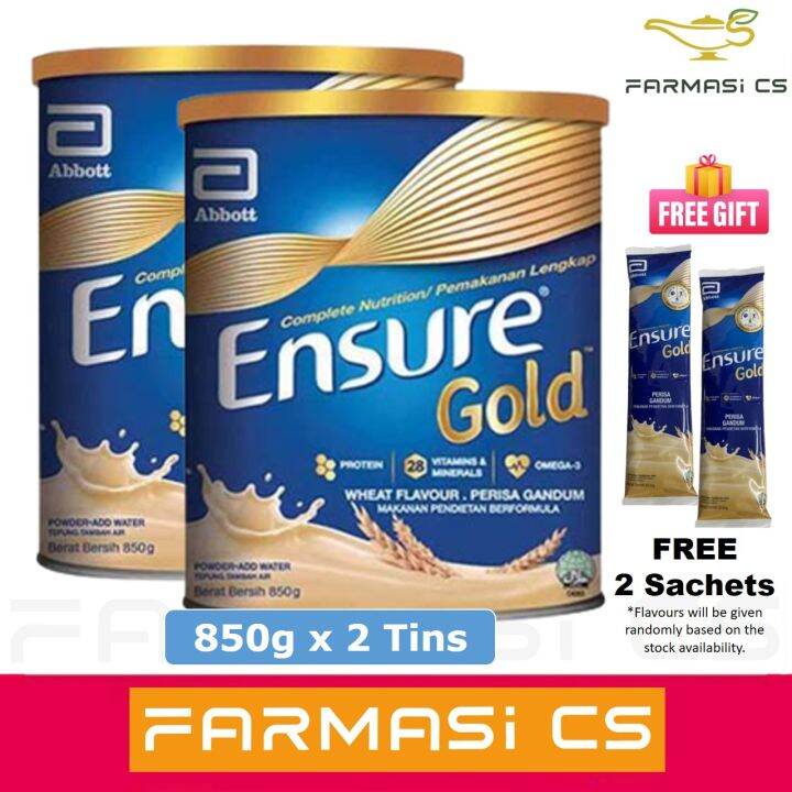 Abbott Ensure Gold Wheat Flavored 850g x 2 Tins (TWIN) FREE 2 sachets