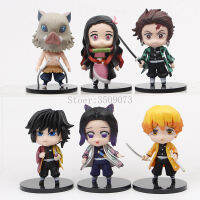 6ชิ้นเซ็ต Kimetsu ไม่มี Yaiba อะนิเมะ Kamado Tanjirou Agatsuma Zenitsu Action Figure Demon Slayer Kamado Nezuko Figurine รุ่น