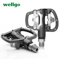 【original】Wellgo Pedals MTB Cycling Mountain Bike Pedals Clipless SPD Compatible Self-locking Ultralight Aluminum Alloy R120B