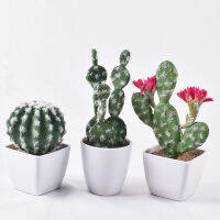 【CW】Artificial Plastic Cactus Succulents Prickly Pear Potted Plant No Pot Eco-Friendly Simulation Home Office Desktop Decoration Hothot