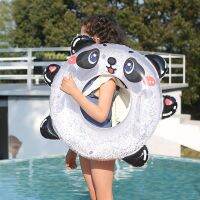 Beach PVC Panda Inflatable Swim Ring Sequin Cute Panda Swimming Ring with Handle for Kids Thickened Water Swim Laps Toy