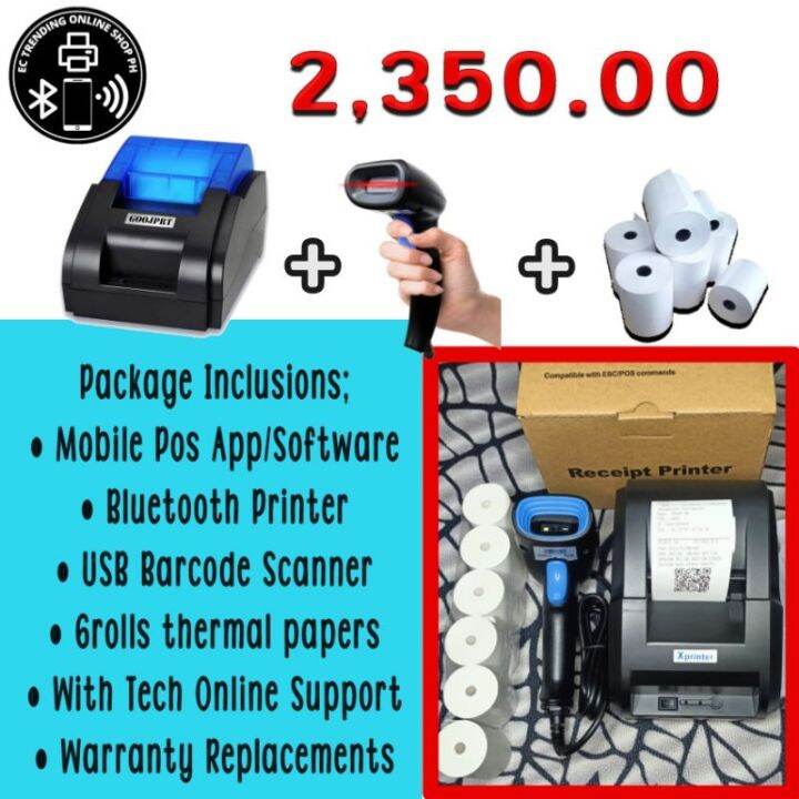 Bluetooth Thermal Receipt Printer 58mm JP58H 1D/2D USB Barcode Scanner Reader Lazada PH