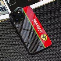 เคสสำหรับไอโฟนโทรศัพท์กันกระแทก Ferrari 14 /Pro/plus/Pro Max/ 13/12/11-กระจกป้องกัน