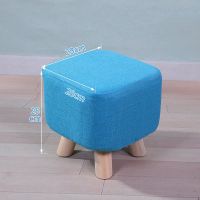 Bangku Kayu Mewah Segiempat 4 kaki Pelapik Kain Wooden Leg Stool Ottoman Footstool Pouffe