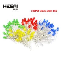 100PCS 3mm 5mm LED Light Emitting Diodes 5 Colors Electronic Components Red Green blue white yellow Color DIY kit LED Light Electrical Circuitry Parts