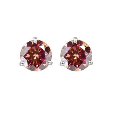 BIJOX STORY 925 Sterling Silver Round Anniversary Stud Earrings 0.5CT/1CT Trendy Style Moissanite Earrings For Women Couple Gift