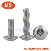 50pcs/lot M5(5mm) A2 Stainless Steel Phillips Truss Head (Cross Recessed Mushroom Head) Machine Metric Thread Screws Nails Screws  Fasteners