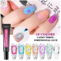 CENPAI ลูกอม Perlengkapan Nail Art เจลของแข็งโปร่งแสง DIY,เจลป้องกันแสงที่ตกแต่งเล็บเจลแต่งเล็บสไตล์เกาหลี