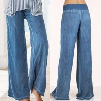 COD DSGERTRYTYIIO Plus Size Jeans Womens Thin Wide Leg Pants Casual Streetwear Vintage Baggy Jeans (Best Quality Bawa Bulu Bulu)