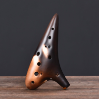 เซรามิค Ocarina12 Hole Ocarina ฟางคลาสสิก Fire Alto C Tones เซรามิค Ocarina ขลุ่ยจีน Tao เครื่องดนตรีสะสม