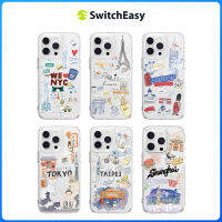 SwitchEasy City AirBarrier Shockproof เคสใสสำหรับ iPhone 15 Pro 15 Plus 15 Plus 15เคสพีซีแบบหนาลายพิมพ์มือและ TPU อ่อน