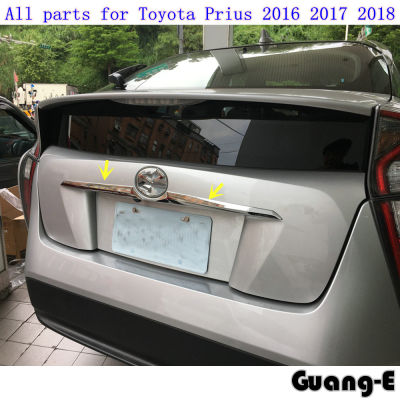 Car Stick Body ABS Chrome Rear Door License Tailgate Bumper Frame Plate Trim Lamp Trunk 2pcs For Toyota Prius 2016 2017 2018