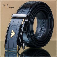 The new male crocodile grain belt leather leather agio automatic fashion alloy buckle business casual pants belt belt