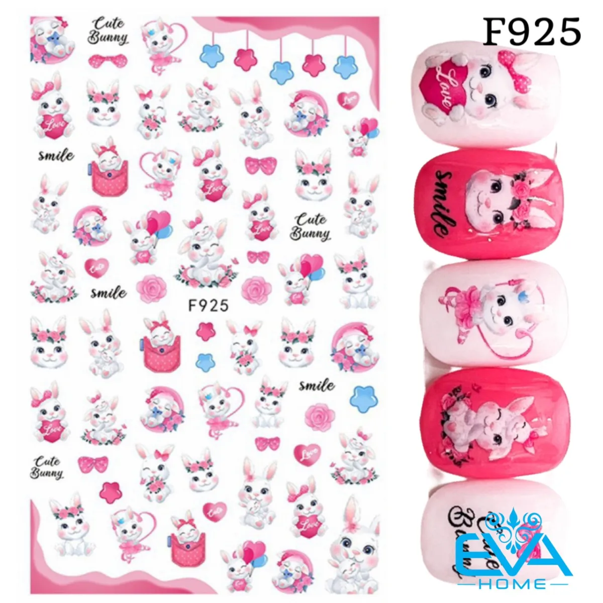 Hình Dán Móng Tay 3D Nail Sticker Trang Trí Móng Họa Tiết Thỏ Con ...