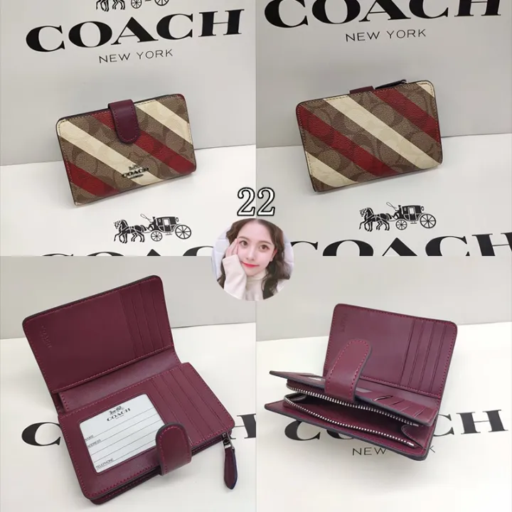 จัดส่งฟรี-ของแท้-100-coach-กระเป๋าสตางค์ผู้หญิง-กระเป๋าสตางค์ใบกลาง-กระเป๋าสตางค์หนังสแนป-กระเป๋าใส่เหรียญ-0082