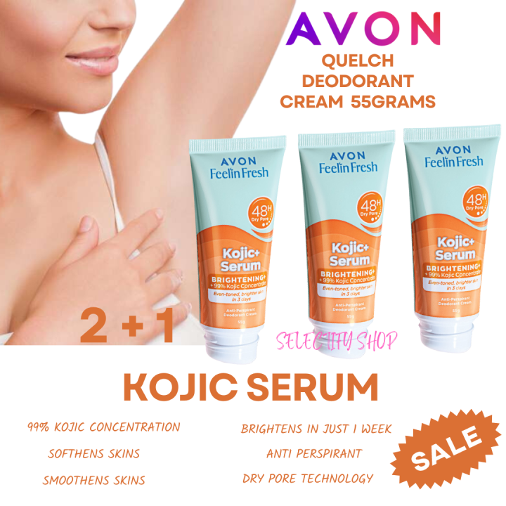 AVON FEELIN FRESH QUELCH KOJIC SERUM WHITENING ANTIPERSPIRANT DEO