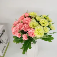 วันครูที่สมจริงมีสีสันห้องรับประทานอาหารช่อดอกไม้วันแม่ของตกแต่งเดสก์ท็อป Carnation ดอกไม้เทียม