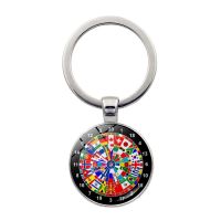 Fashion Metal Glass Pendant Key Chain World Flag Target Keychain Pendant Dart Plate Pendant Keyring Key Chains