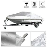 Boat Cover Outdoor Protection Waterproof Reflective 300D Oxford Fabric 11-22ft for V-HULL Runabouts and Bass Boats