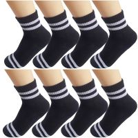 Boys Socks 8 Packs Fit for 2-12 Years Old Boys and Girls Cotton Athletic Ankle Socks for Toddler Kids and Big Kids