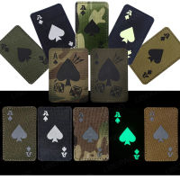 LIBERWOOD Ace Of Spades Death Card แพทช์สะท้อนแสงยุทธวิธี Army Combat Hook Fasteners Glow In The Dark Applique