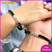 JIYAN2866 1 pair สีดำสีดำ กำไลข้อมือคู่ ที่ส่องสว่างส่องสว่าง เชือกเส้นเล็ก สร้อยข้อมือเครื่องประดับยอดนิยม ตลกๆ การออกแบบรูปหัวใจ สร้อยข้อมือหัวเข็มขัดแม่เหล็ก คนรักการรัก