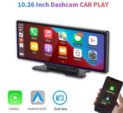 กล้องติดหน้าจอสัมผัส10.26 inch Touch Screen Dash Cam นิ้วพร้อมระบบ GPS 2K 1440P แบบพกพา Wi-Fi ไร้สายบลูทูธรองรับ Apple วิทยุแอนดรอยด์มัลติมีเดียเลนส์คู่เครื่องเล่น MP3กล้องขนาดเล็กเครื่องบันทึกวีดีโอสเตอริโอ Linu