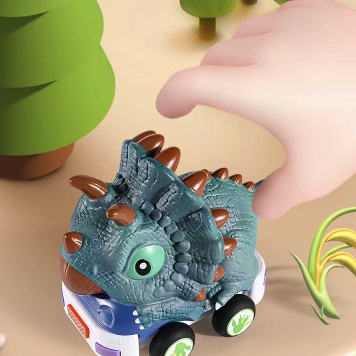 รถไดโนเสาร์ขนาดเล็กรีโมทคอนโทรลทนทานป้องกันการกระแทกพร้อมเพลงเบาๆสำหรับเด็กของเล่นกลางแจ้งในร่ม