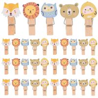 100 PCS Photo Paper Pegs Wood Clothespins Cartoon Wooden Clips Artwork Display Picture Clips Pins Tacks