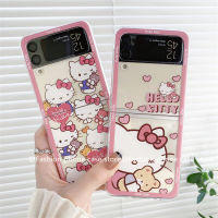 [พร้อมส่ง] ปลอก Case เคสSamsung Galaxy Z Flip4 Fold4 Flip3 Fold3 5G ใหม่น่ารักการ์ตูน Hellokitty โทรศัพท์กรณีซิลิโคนนุ่ม2022