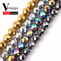 Natural Gem Stone Beads Faceted Hematite Ball Beads For Jewelry Making 4 Colors 3 4 6 8 10mm Diy Bracelet Accessories Jewellery Exterior Mirrors