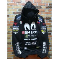 2023 style MOVISTAR WHITE YAMAHA W/ BIES HOODIE JACKETBLACKRIDINGJACKETCOUPLEJACKET，can be customization